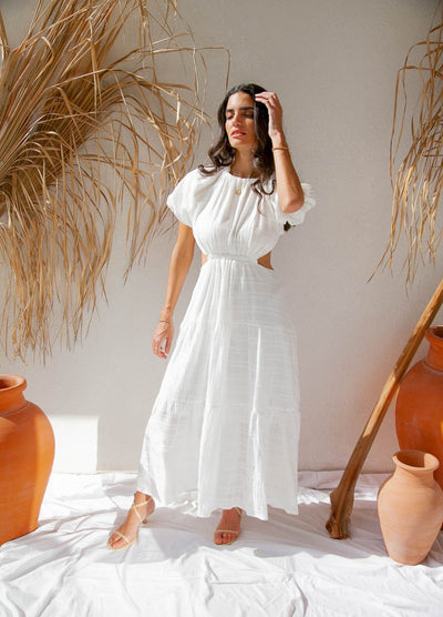 Woman wearing a white dress