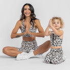 Leopard Print Active Crop with Centre Front Zipper