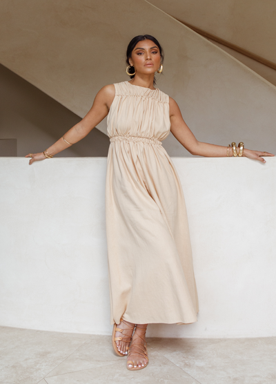 Model wearing the Willa dress from Girl and the Sun